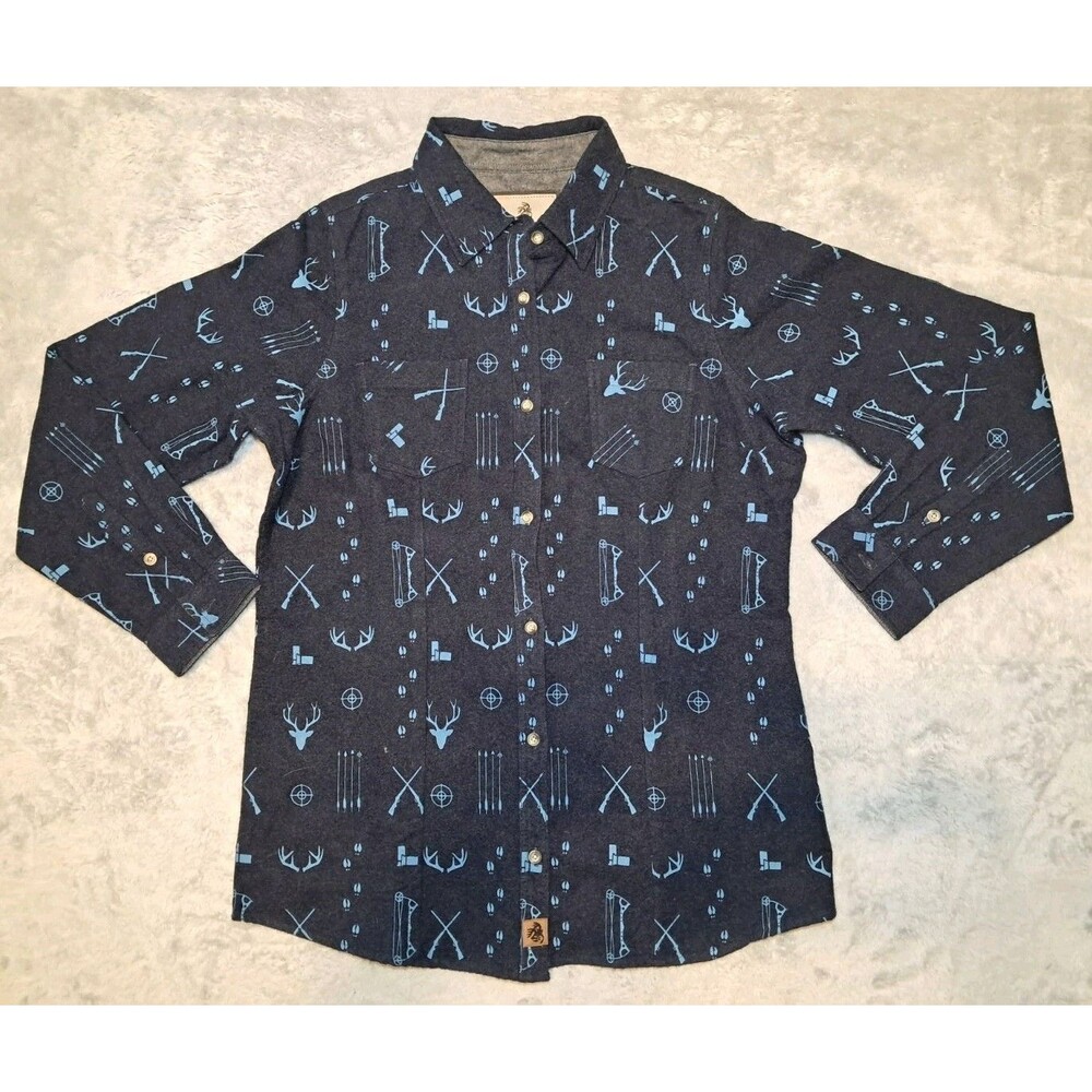 Legendary Whitetails Unisex Large Navy Blue Heavy Flannel Shirt Hunting Outdoor
